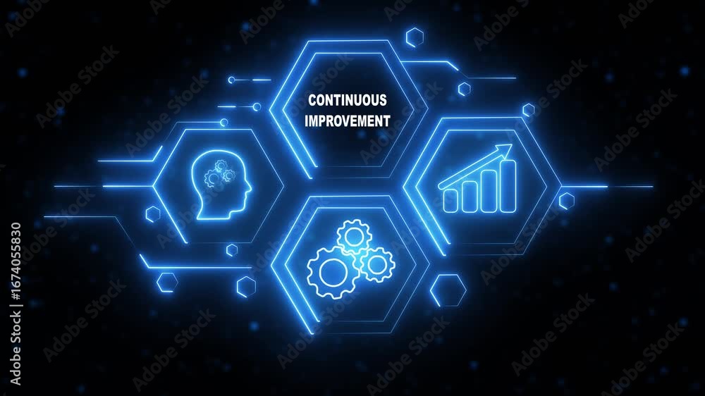 Poster abstract neon hud knowledge ability business gear icon glowing neon line concept. glowing 