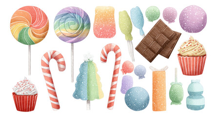 Colorful Sweet Treats Isolated on Transparent Background