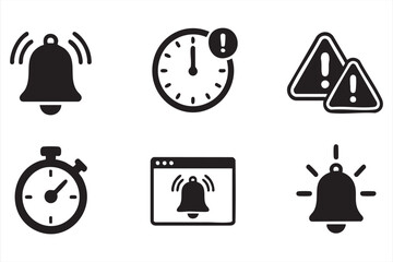 Notification and Alert Vector Pack Featuring Stopwatch and Caution Symbols