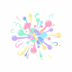Vibrant Pastel Explosion of Swirling Shapes and Bubbles.