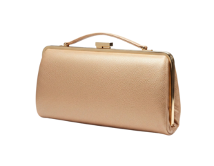 Elegant champagne satin clutch purse isolated on transparent background