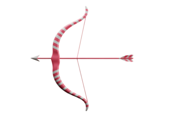 Isolated Pink-and-White Striped Cupid's Bow and Arrow, Valentine's Day, Love, Romance, Holiday