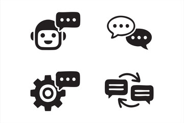 Chat and Messaging Symbols with Robot and Automation Icons