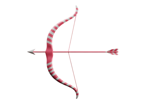 Isolated Pink-and-White Striped Cupid's Bow and Arrow, Valentine's Day, Love, Romance, Holiday - Powered by Adobe