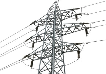 Isolated Power Tower Pylon. A high-voltage transmission equipment used to support overhead lines