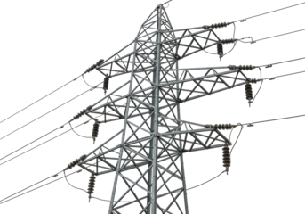 Isolated Power Tower Pylon. A high-voltage transmission equipment used to support overhead lines