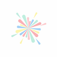 Pastel Color Burst - Abstract Radial Design with Teardrop Shapes.