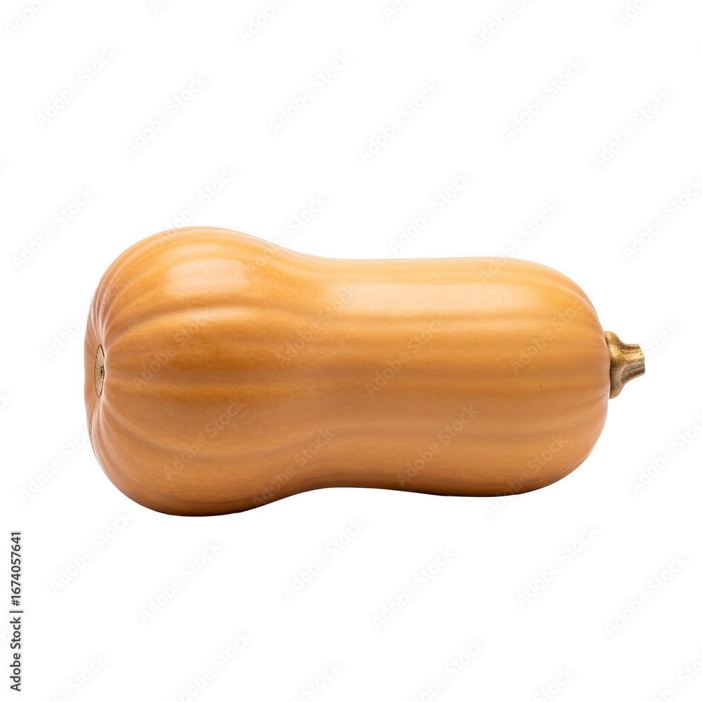 Poster butternut squash is displayed horizontally with an elongated shape and smooth orange skin against a 