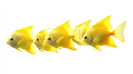 Yellow fish in a row