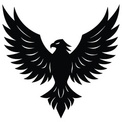Obraz premium Black silhouette of a stylized eagle with wings spread