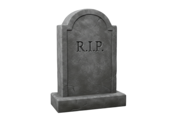 Isolated tombstone with R.I.P. text, graveyard marker for Halloween, stone monument