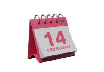 Isolated tabletop calendar icon showing February 14th Valentine's day love romantic celebration