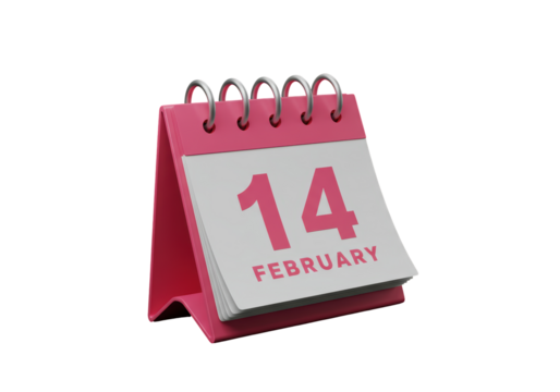 Isolated tabletop calendar icon showing February 14th Valentine's day love romantic celebration