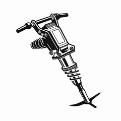 Fototapeta premium Monochrome vector art of a heavy-duty pneumatic jackhammer. A powerful symbol of demolition, construction, roadwork, and industrial labor