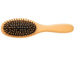 Natural bristle hair brush isolated on transparent background