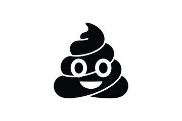 Funny smiling poop emoji icon with happy face and big eyes