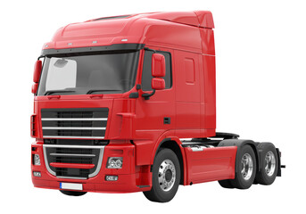Fototapeta premium Isolated Red tractor unit truck for long haul trucking road transport freight carriage