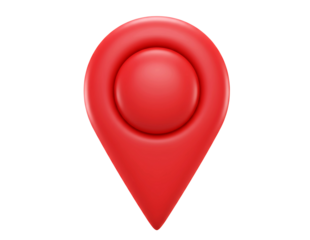 Red 3d map pin icon isolated on transparent background