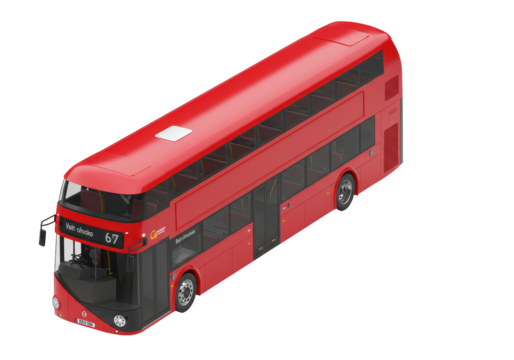 Isolated red double decker bus for urban transportation, public vehicle for commuters