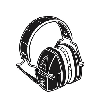 black and white earmuffs isolated clip art preview