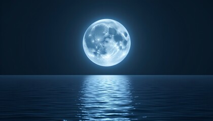 Full Moon Reflected Calm Water Night