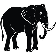 Black silhouette of an elephant with white outlines