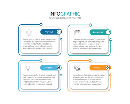 4 stage infographic diagram with long rectangle box waterfall business infographic, with 4 step for slide presentation vector