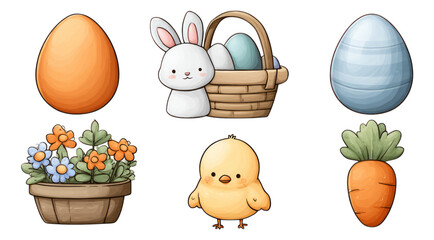 Easter Bunny with Eggs and Colorful Spring Elements