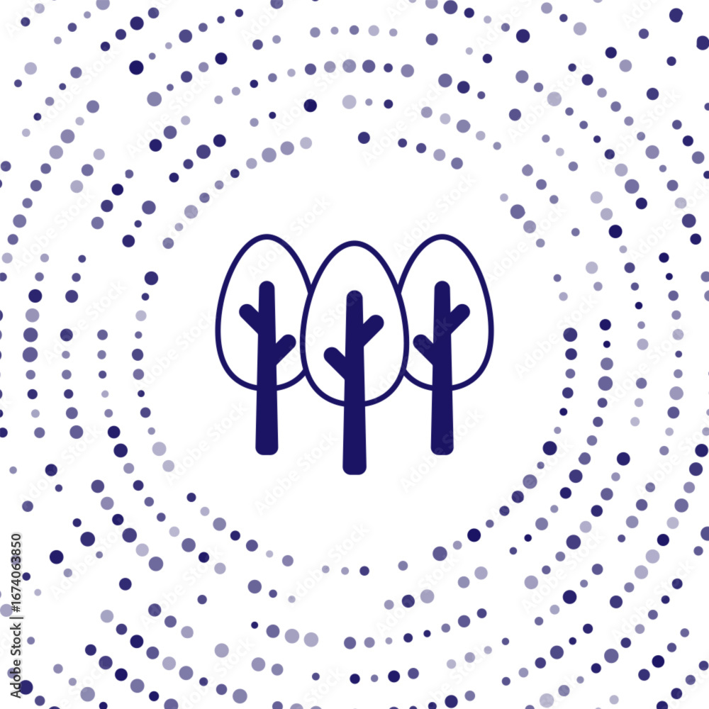 Poster blue tree icon isolated on white background. forest symbol. abstract circle random dots. vector