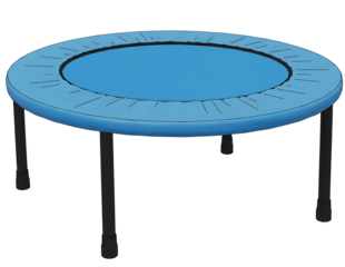 Small blue trampoline for children isolated on transparent background