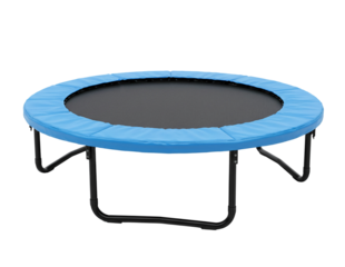 Small blue trampoline for children isolated on transparent background