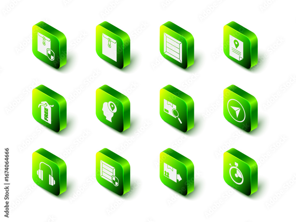 Poster set envelope, document tracking marker system, infographic of city map navigation, fast time deliver