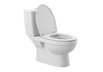 Isolated toilet with the lid open for hygiene or plumbing design. High-quality rendering.
