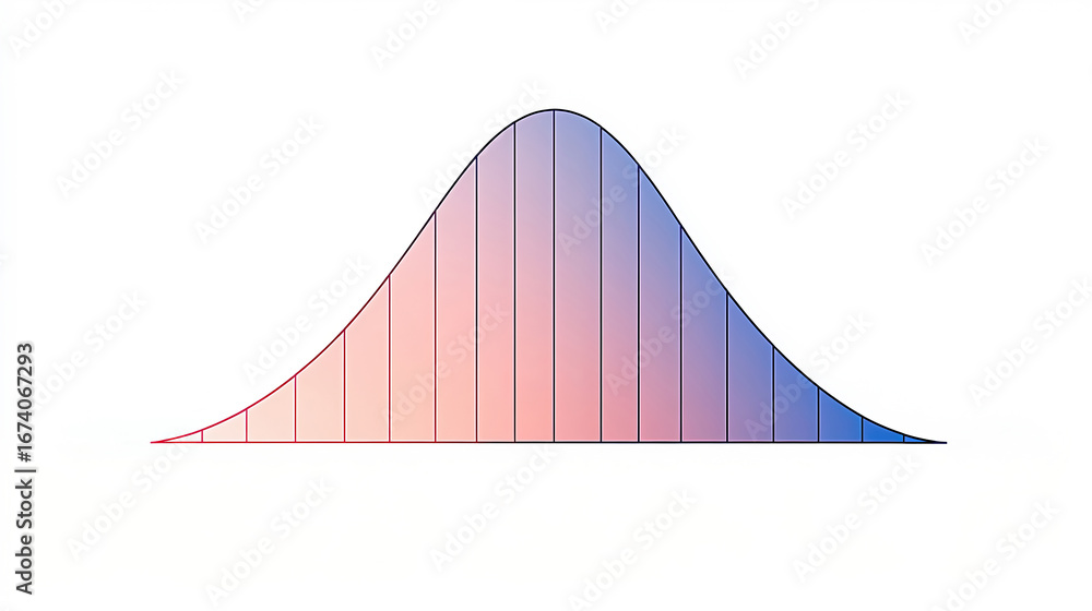 Aufkleber a bell-shaped curve representing a normal distribution, displaying a gradient of colors from pink to