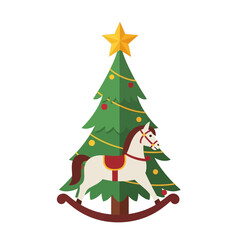 Christmas Rocking Horse Ornament on a Tree