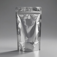 Silver Foil Stand-Up Pouch Mockup | Modern Coffee, Food & Product Packaging Design