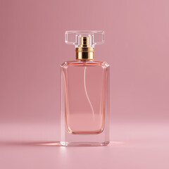 Elegant Pink Glass Perfume Bottle Mockup with Glass Cap | Luxury Fragrance & Cosmetic Packaging Design