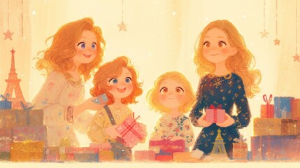 Festive Gift-giving Girls