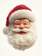 smiling cartoon santa claus head with red hat isolated on white background for christmas holiday designs and festive illustrations