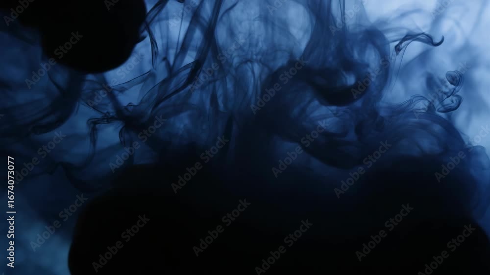 Aufkleber abstract blue ink swirling in water creating mesmerizing dynamic patterns