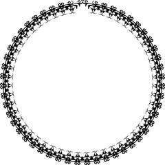 Black round vintage  frame on transparent background. PNG, 300 DPI