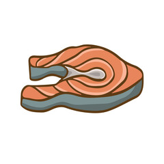 Piece of fish for frying color cartoon