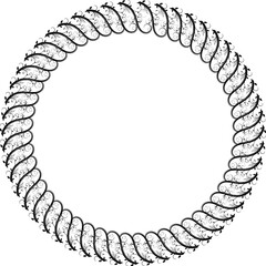 Black round vintage  frame on transparent background. PNG, 300 DPI