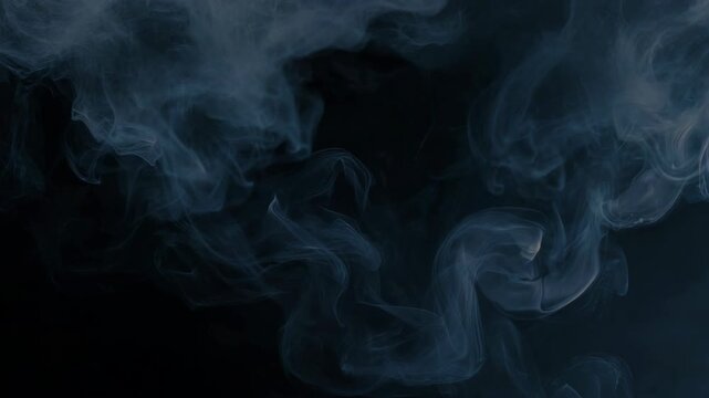 Mysterious Blue Smoke Swirling Against Dark Background for Creative Visuals