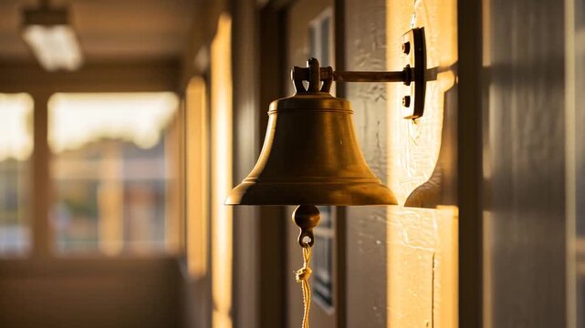Brass School Bell: Nostalgia and Golden Light