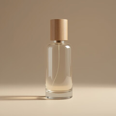 Minimalist Perfume Bottle Mockup with Wooden Cap | Luxury Fragrance Packaging Design