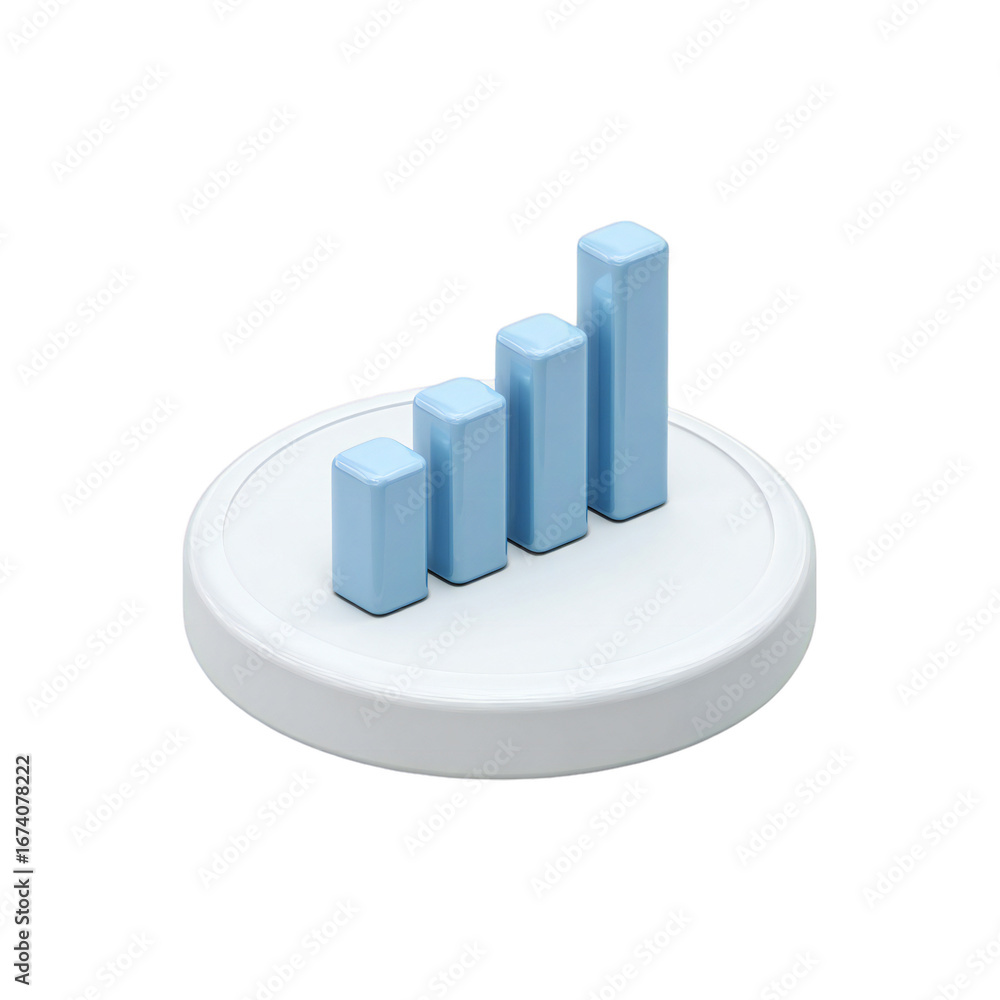 Aufkleber a 3d rendering of a blue bar graph showing upward growth, isolated on transparent background