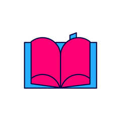 Filled outline Open book icon isolated on white background. Vector