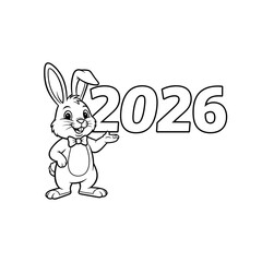 Cute Rabbit Character Holding 2026 Year