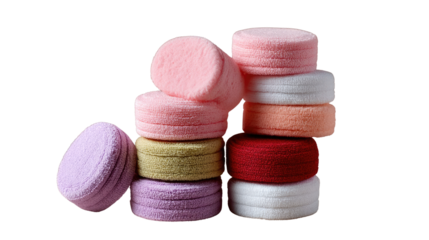 Colorful Hair Ties: A charming assortment of colorful hair ties, a stylish collection of circular hair accessories with multiple colors, providing an aesthetic visual for hair fashion